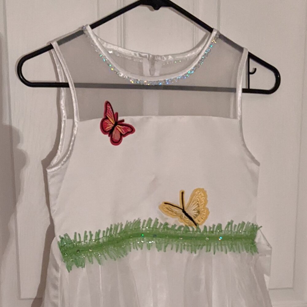 Sunny Fashion Girls Formal Dress Size 12 White with Embroidered Butterflies NWT